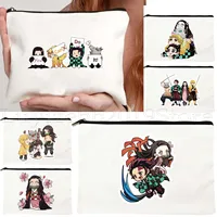 Anime Demon Slayer Gifts Tanijro Giyuu Kimetsu Nezuko Canvas Cosmetic Makeup Toilet Storage Card Bag Pencil Case Zipper Pouch 1