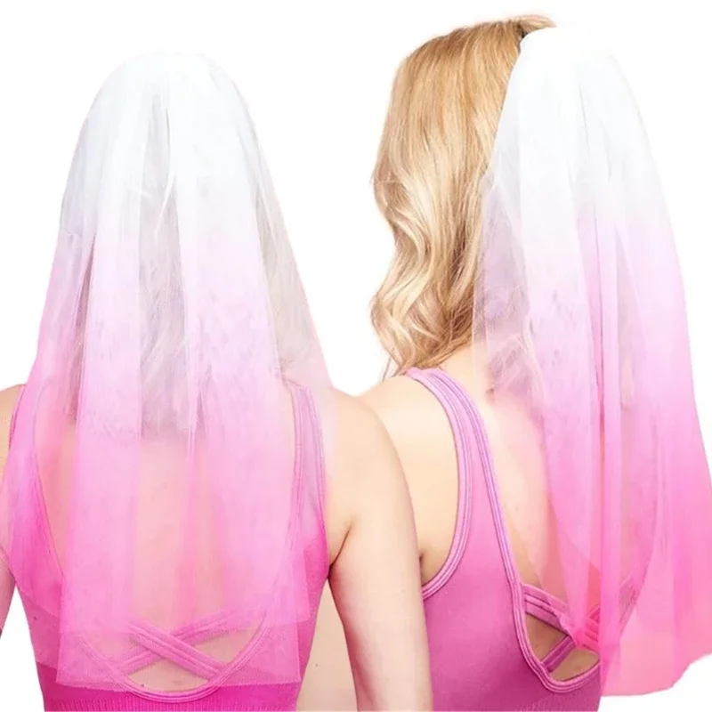 

Wedding Party Bride Veil with Hair Comb Double Layer Pink Veil Hairband Elegant Women Hair Veil Accessories for Wedding