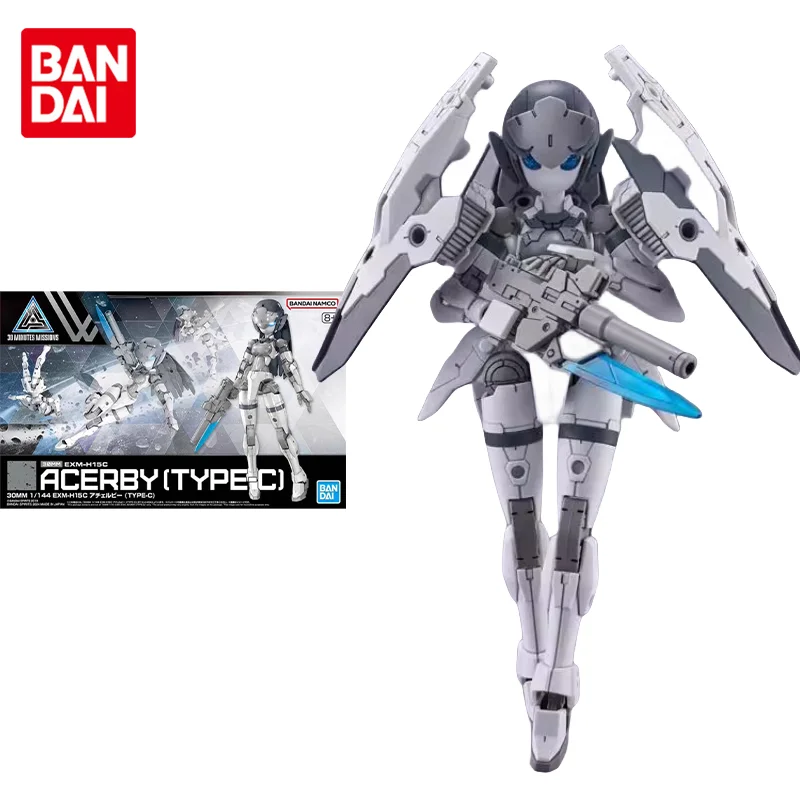 반다이 오리지널 모델 키트, 애니메이션 피규어, 1/144 EXM-H15C ACERBY(TYPE-C) 액션 피규어 장난감, 어린이를 위한 수집용 선물, 30mm, 30MS