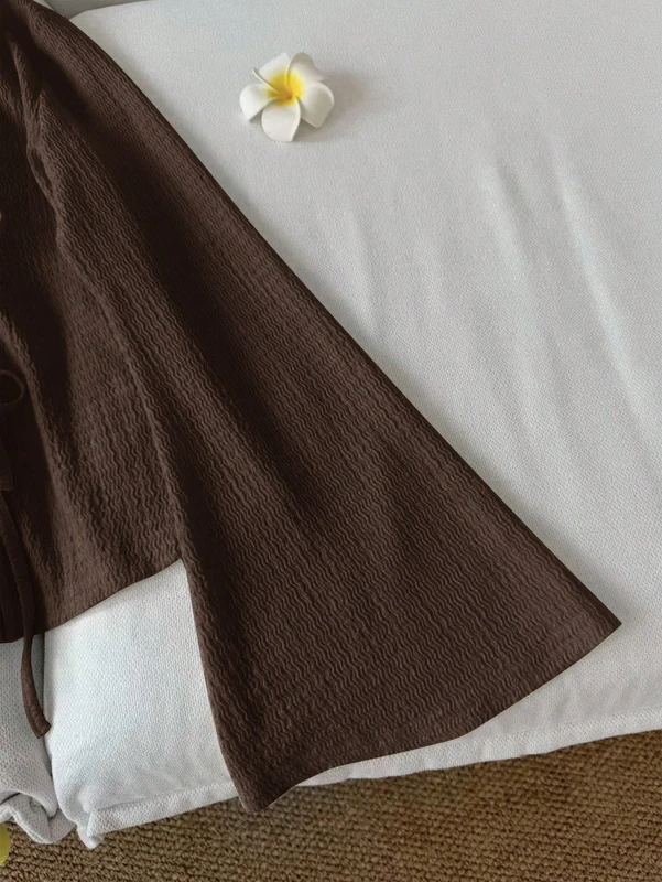 Women' Solid Color Tie Front Semi-Fitted