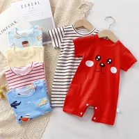 Newborn Bodysuit Baby Cotton Short Sleeve Rompers Clothes Summer Infant Girls Boys Overalls Kids Stripe One-Pieces 0-2 Years 3