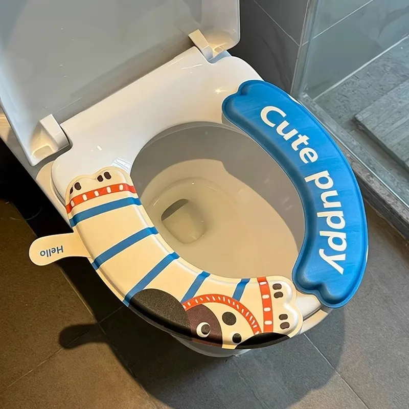 1 SET Cartoon Toilet Seat Cover Mat Warm Soft Toilet Cover Seat Lid Pad Bathroom Closestool Protector Bathroom Acces