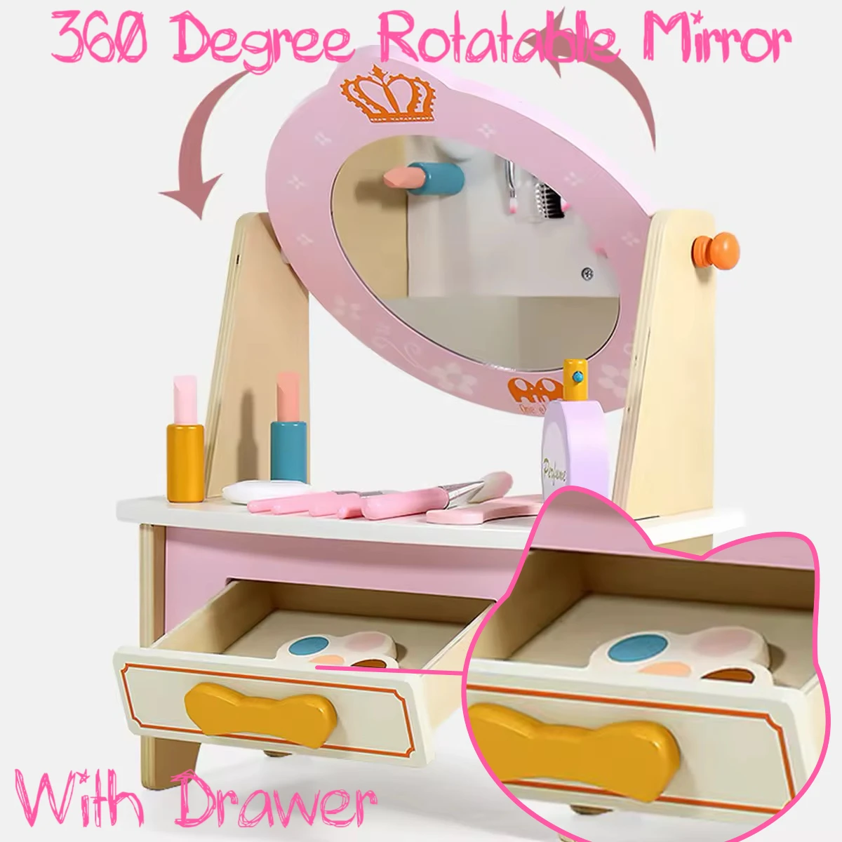 Montessori Early Childhood Education Games Princess Makeup Table Children Makeup Table Girls Pink Dressing Birthday Gift