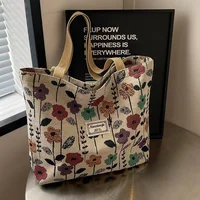 Sac à bandoulière simple de grande capacité pour femmes, sac en toile de Style Ins, sac fourre-tout pour classe, sac de transport 1