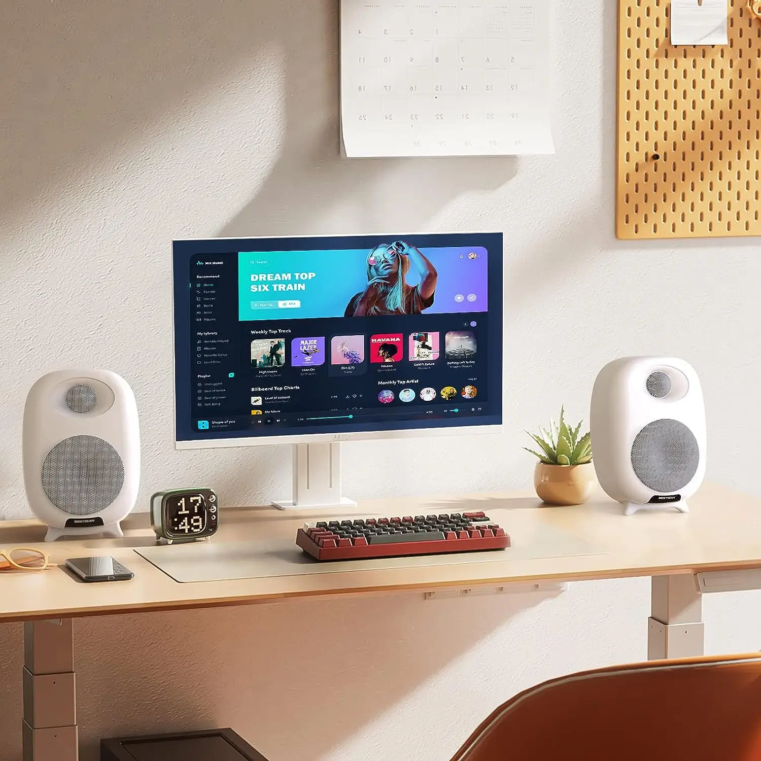 50W Gaming Bluetooth Speaker Bookshelf 4-inch Active Subwoofer HiFi Home Theatre Sound System With Bass Effect OPT RCA For PC TV