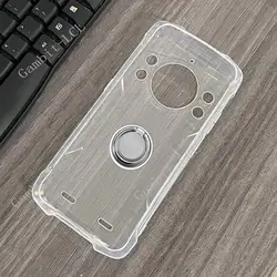 Durable TPU Soft Silicone Phone Case with Back Ring Holder Bracket for Cubot KingKong 9 (Ring Case Clear)