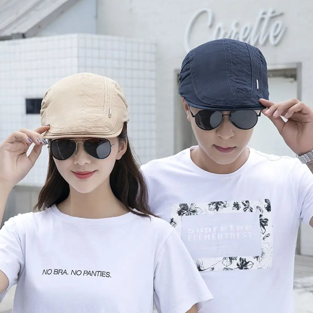 Cotton Ivy Flat Cap Newsboy Adjustable Beret Cabbie Gatsby Driving Hat Retro Men