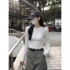 Slim Fit Long Sleeve round Neck T-Shirt Women Basic Style Korean Version Fashionable Base Layer Top for Autumn Winter