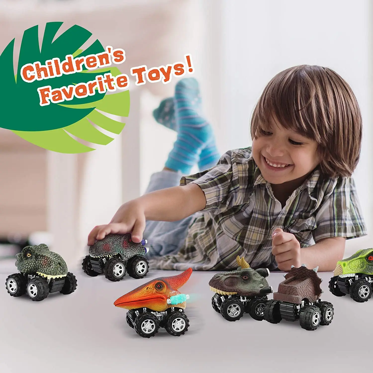 Dinosaur Toys Pull Back Cars Mini Monster Truck Car Toy Set for Kids Toddlers Boys Girls Gifts 3
