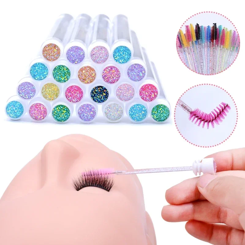 Dust-proof Tube Reusable Eye Lash Mascara Wands Replaceable Makeup Applicators Tools50Pcs Eyelash Brush With 20Pcs Containers