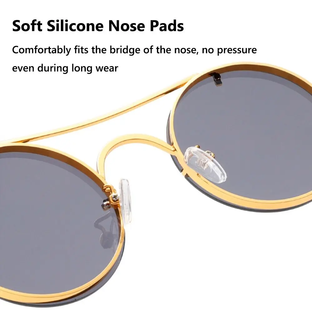 Multicolor Luxury Design Round Sunglasses Cheetah Decoration Double Bridge Gradient Shades UV Protection Eyewear Unisex