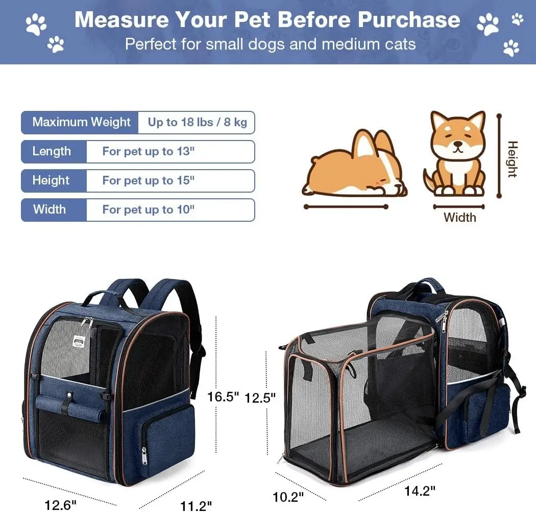 Double-Compartment Cat Backpack Carrier 2