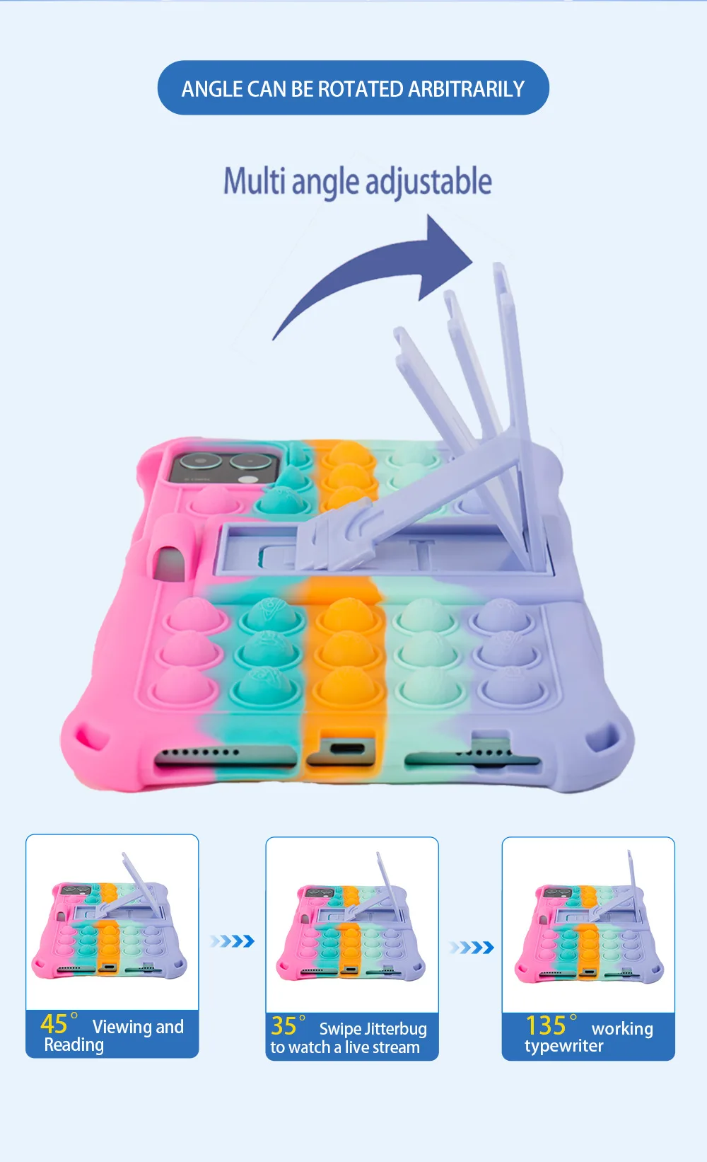 Children's Soft Silicone Tablet Cover with Stand and Strap - 8.7 Inch