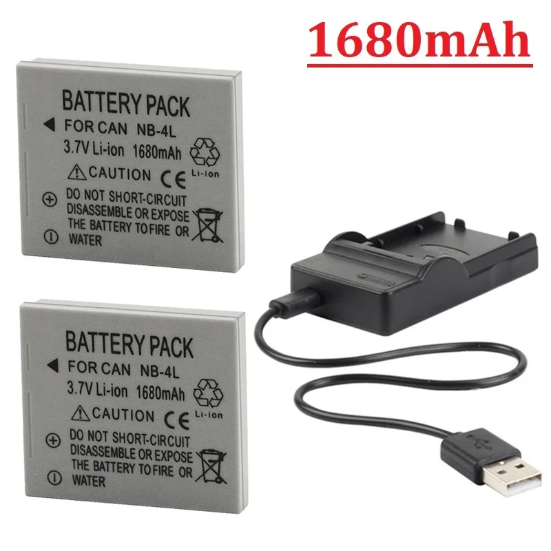 Batteria Per Fotocamera 1680Mah Nb-4L Nb 4L Con Caricabatterie Per Fotocamera Canon Ixus 30 40 50 55 60 65 90 100 I5 I7 Sd400 Ixus Sd960 Sd780