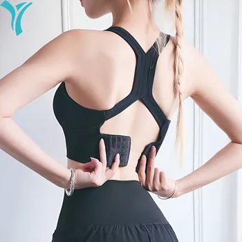 ZHUOHUA Sports Bra for Women,Cross over Beauty,Adjustable Back Buckle Yoga Fitness Bra,Large Size Non Steel Ring Shock-absorbing 1