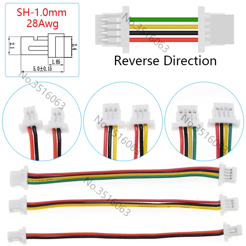 5/10Pcs SH 1.0mm 남성/여성 플러그 커넥터 (와이어 포함) 100/200/300mm 케이블 2/3/4/5/6/8/10P 핀 점퍼 라인 SH1.0 SHR Arduino 용