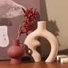 Circular Hollow Vase, Ceramic Donuts Flower Pot, Abstract Home Decoration Accessories, Interior Office Desktop Decor, Gift 2