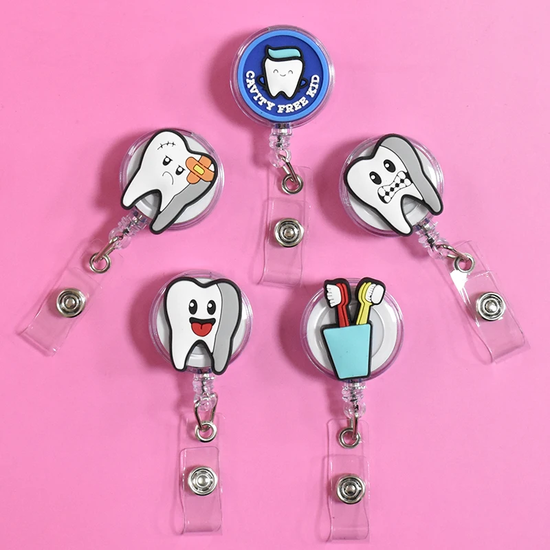 1PCS New Design Retractable Felt Dentist Nurse Doctor ID Card Badge Holder Reel Keychains Lanyard Alligator Clip,badge holder,retractable badge reel,retractable id lanyard,retractable id tag,badge holder keychain