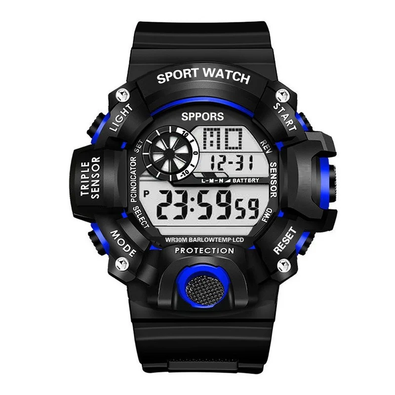 Montre numérique de sport multifonction pour homme, horloge extérieure, bracelet en caoutchouc, cadran Shoous, mode décontractée