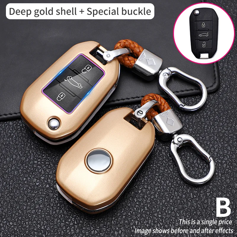 Custodia per chiave auto in fibra di carbonio per Peugeot 208 107 206 306 307 308 2008 3008 4008 5008 RCZ Citroen C1 C2 C3 C4 C5 CACTUS C8 - S4040102aee664db18e45c3b4c26af4dfY