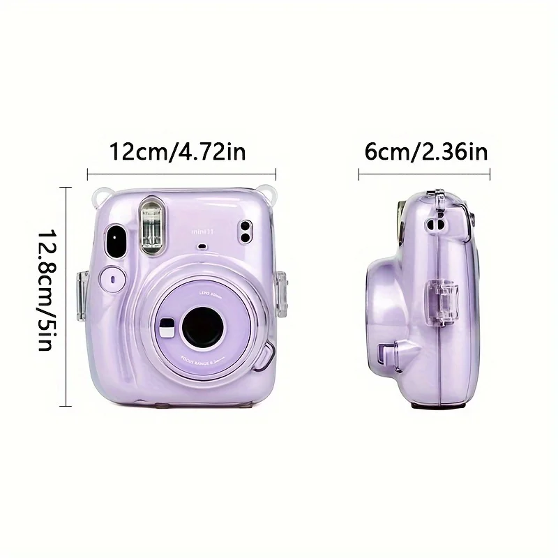 1 camera hard case Transparent case for Instax Mini 11 camera with strap