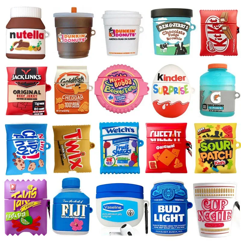

Pro 2 Case 3D Snacks Sugar Drinks Creative Earphone Case for AirPods Pro 1 2 3 Cartoon Silicone Cover for AirPods 3 2 1 Pro Case