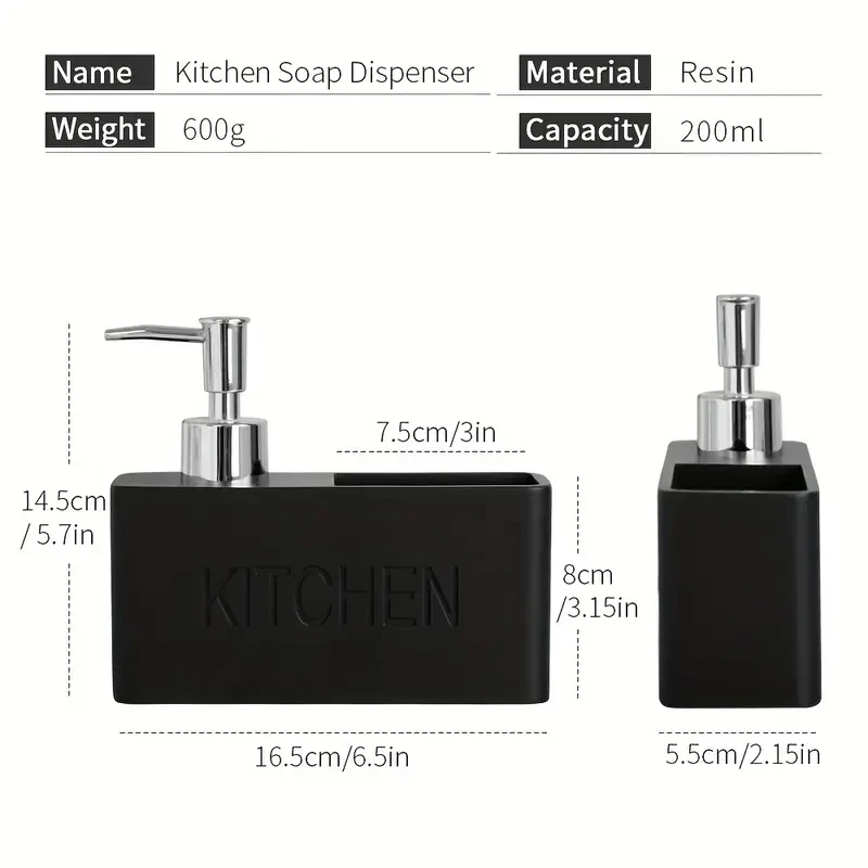 Multifunctional Soap Dispenser, Countertop Lotion Bottle with Sponge Holder, Bathroom Liquid Soap Dispenser, Practical Sink Refi