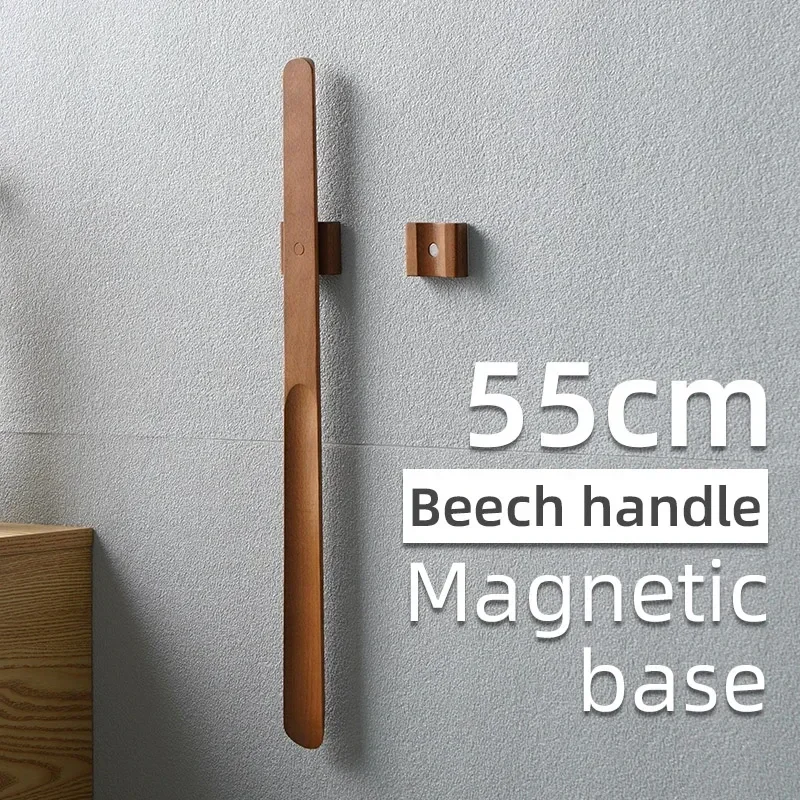 55CM New Household Solid Wood Magnetic Shoehorn Long Handle Shoe Lift Shoe Wearer Lazy Wearing Shoes Light Luxury Shoehorn 6
