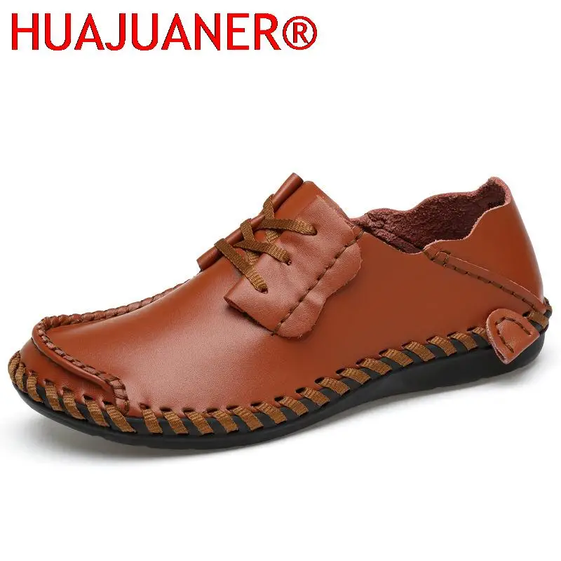 

HUAJUANER 2023 Summer Handmade Leather Shoes Men's Leather Plus Size 50 Casual Shoes, Breathable Cowhide Hollow Peas Shoes