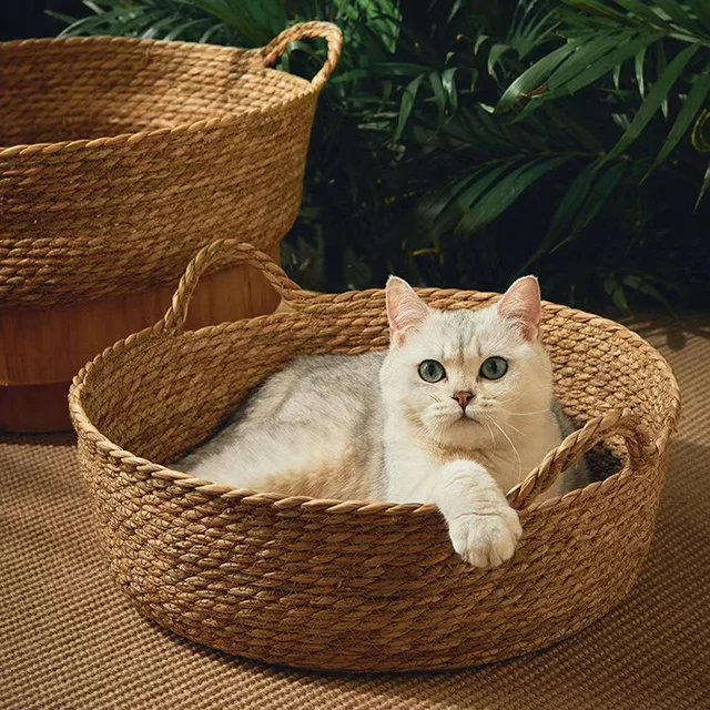 Pure Manual Cat Bed House Rattan Woven Four Seasons Nest Cat Scratch Board General Dandelion Woven Cool Pet Home Cat Accessories Pure Manual Cat Bed House Rattan Woven Four Seasons Nest Cat Scratch Board General Dandelion Woven Cool Pet Home Cat Accessories