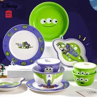 Miniso Disney Buzz Lightyear Ceramic Dishes Cute Kawaii Alien Children's Breakfast Plates Cartoon Printing Noodle Bowl Rice Bowl 1