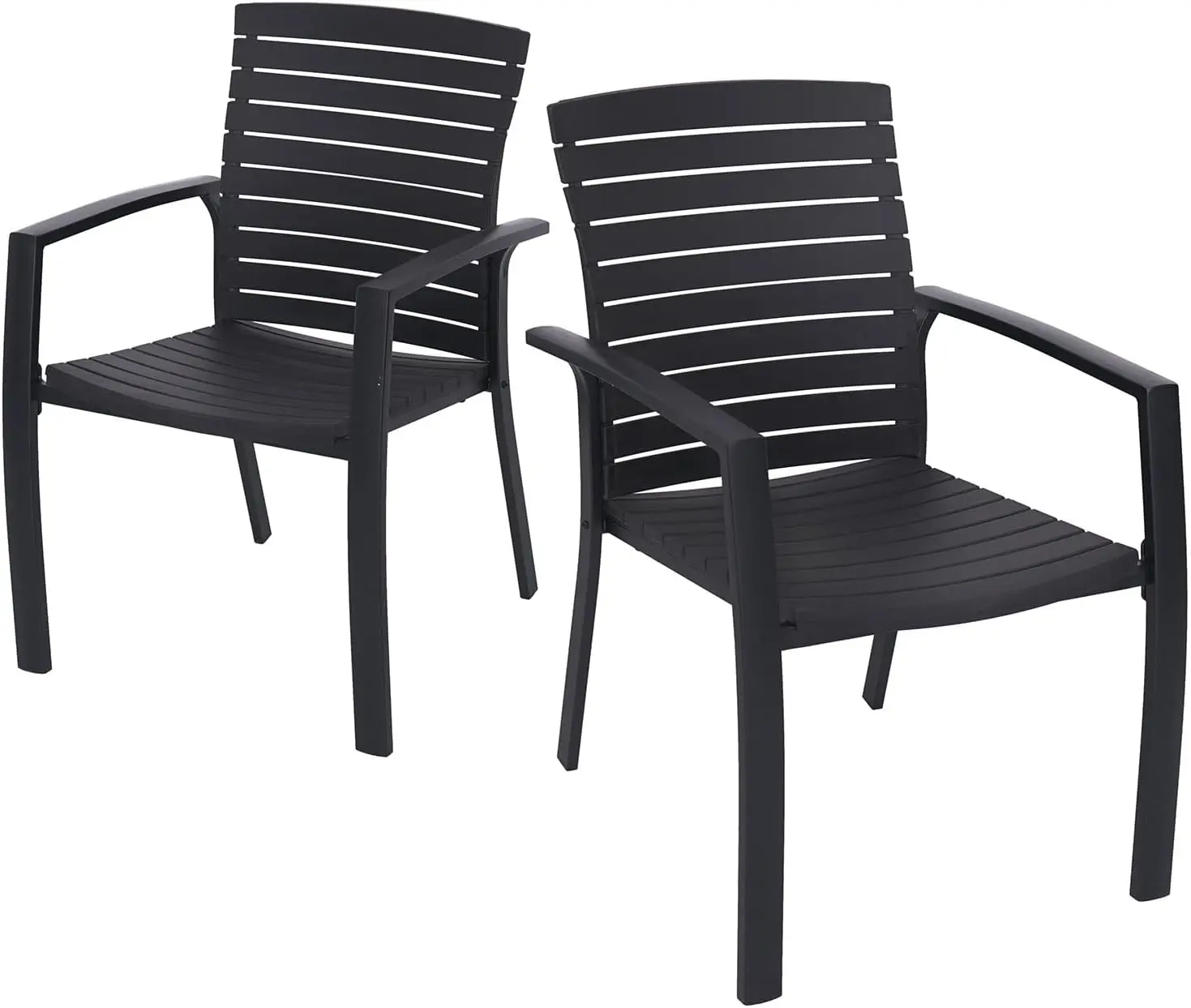 

Stackable Aluminum/Resin Outdoor Dining Chairs Set of 2 with Armrest for Outdoor Kitchen Garden, Backyard, Supports 300 LBS