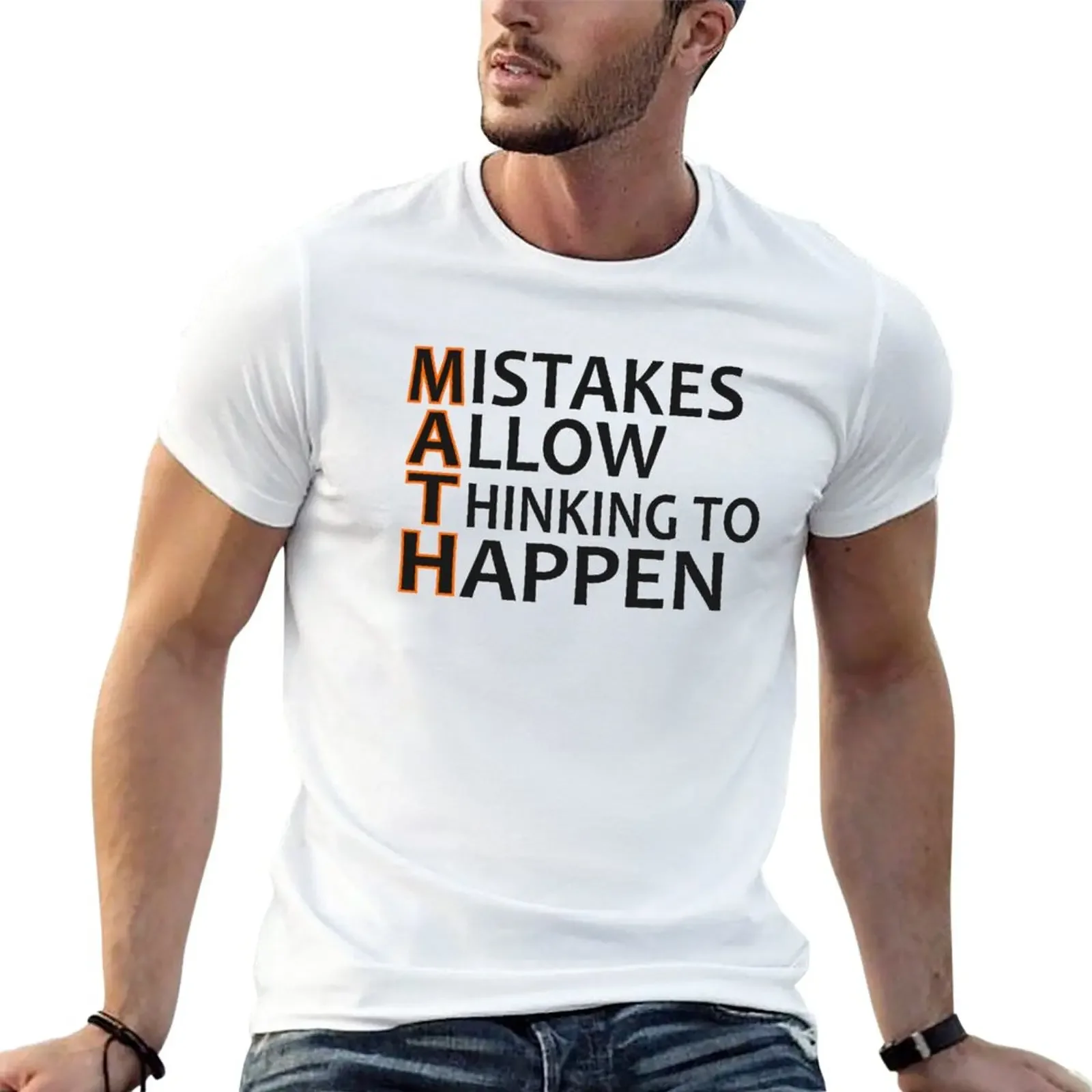 

Mistakes allow thinking to happen Funny Math Gifts T-Shirt customs design your own plus sizes mens workout shirts