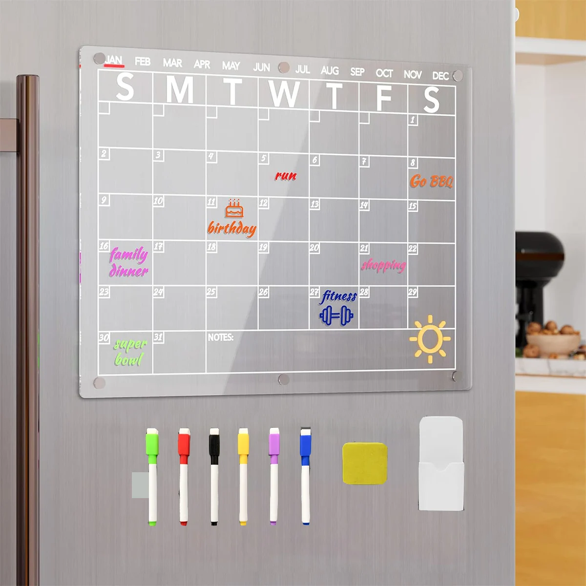 Weekly Planner For Fridge White Clear Acrylic Magnetic Menu Board Reusable Dinner Planner Weekly Meal Plan Schedule Fridge Magnet Calendar Dry Erase Board Magnetic Meal Planner For Refrigerator