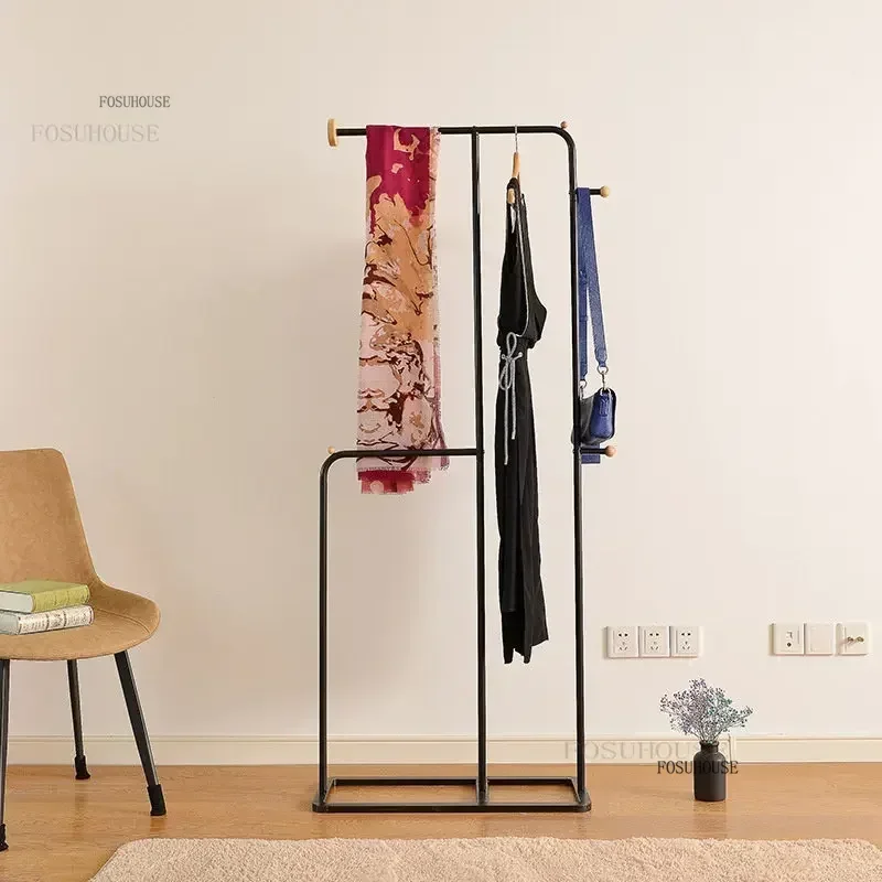 Nordic Simple Coat Rack Floor Hanger Home Furniture Bedroom Clothes Hanger Dormitory Clothing Bag Drying Rack Metal Storage