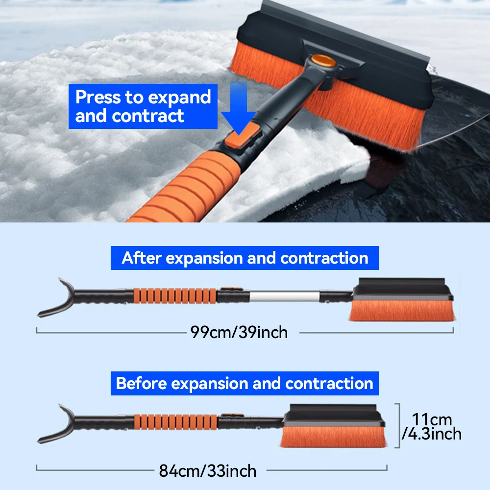 Universal Detachable Snow Shovel Brush Telescopic Car Glass Deicing Cleaning Tool Snows Ice Scraper Quick Clean Wash Tool