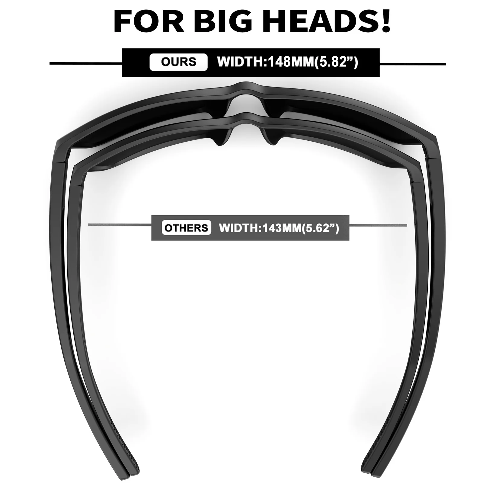 XL Ultralight Sport Sunglasses for Men - TR90 UV400 Oversized Shades for Big Heads