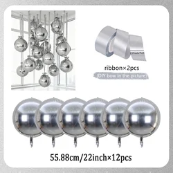 Elegant Silver 4D Aluminum Foil Balloon Set with Ribbon for Celebrations and Special Occasions (4D balloon)