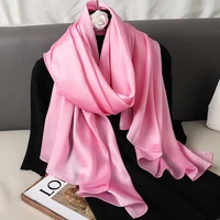 Foulard Silk Scarf Shawls Lady Bufanda Elegant Solid Scarves Women Sping Pashmina Hijab Wraps Female Beach Stoles 2024 Luxury 2