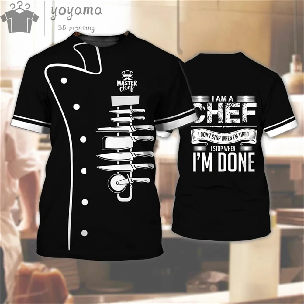 

Chef Shirt Men's T-Shirts 3d Funny Print Men Clothing O-Neck Oversized Short Sleeve Tops 5xl Male Vintage Punk Streetwear Tops