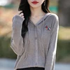 2025 Spring and Autumn Cashmere Sweater Cardigan Women's Hooded Cardigan Wool Knitted Cardigan Women's Cardigan Coat 3