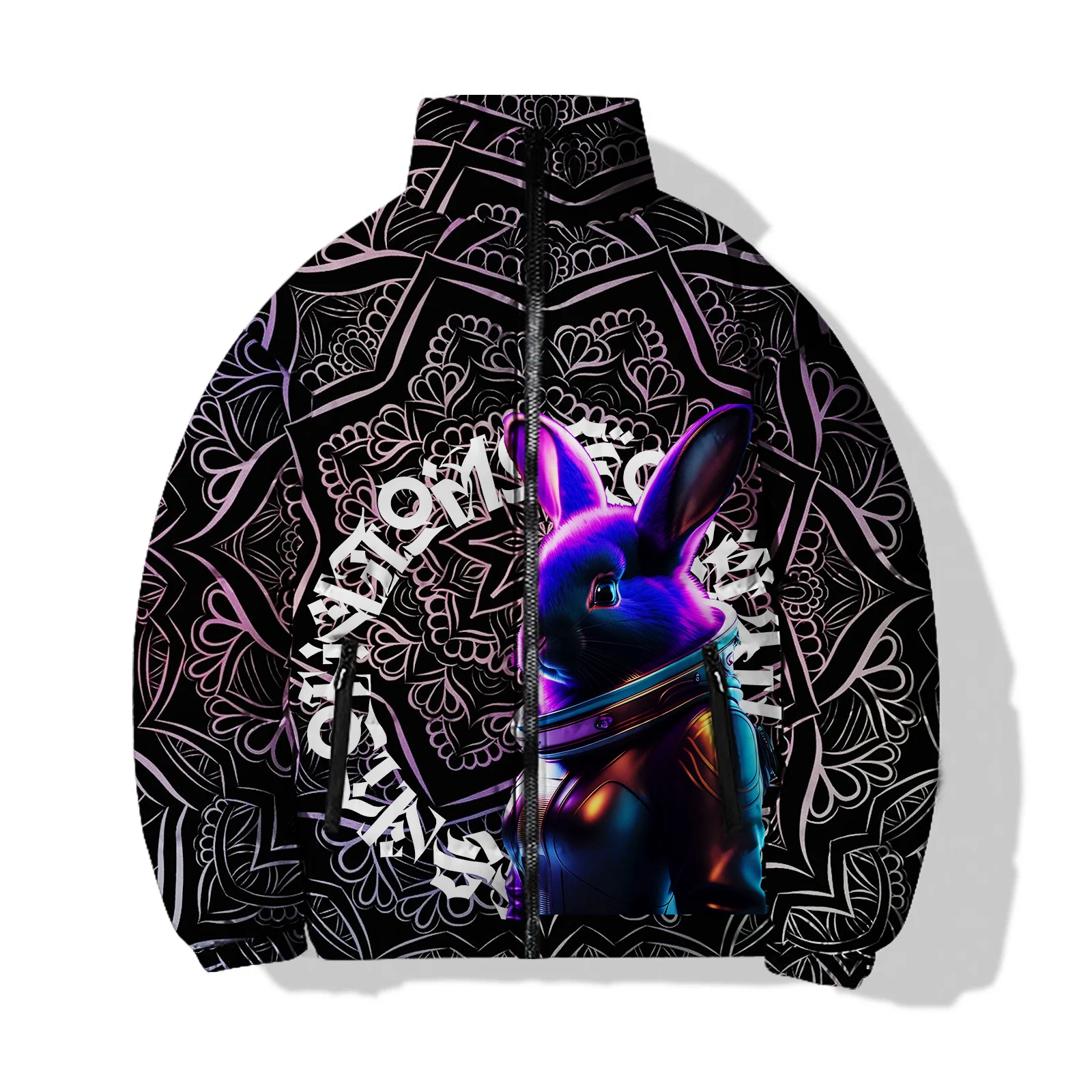 thumbnail image 1 of Chaquetas de algodón con estampado de conejo personalizado y lindo para hombre, ropa moderna y cómoda para hombre, parkas deportivas de ocio para hombre, 1 of 4