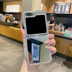 Luxury Mirror Thin Shockproof Makeup Case - Stylish Korean Design for Samsung Z Flip 5 (Silver)