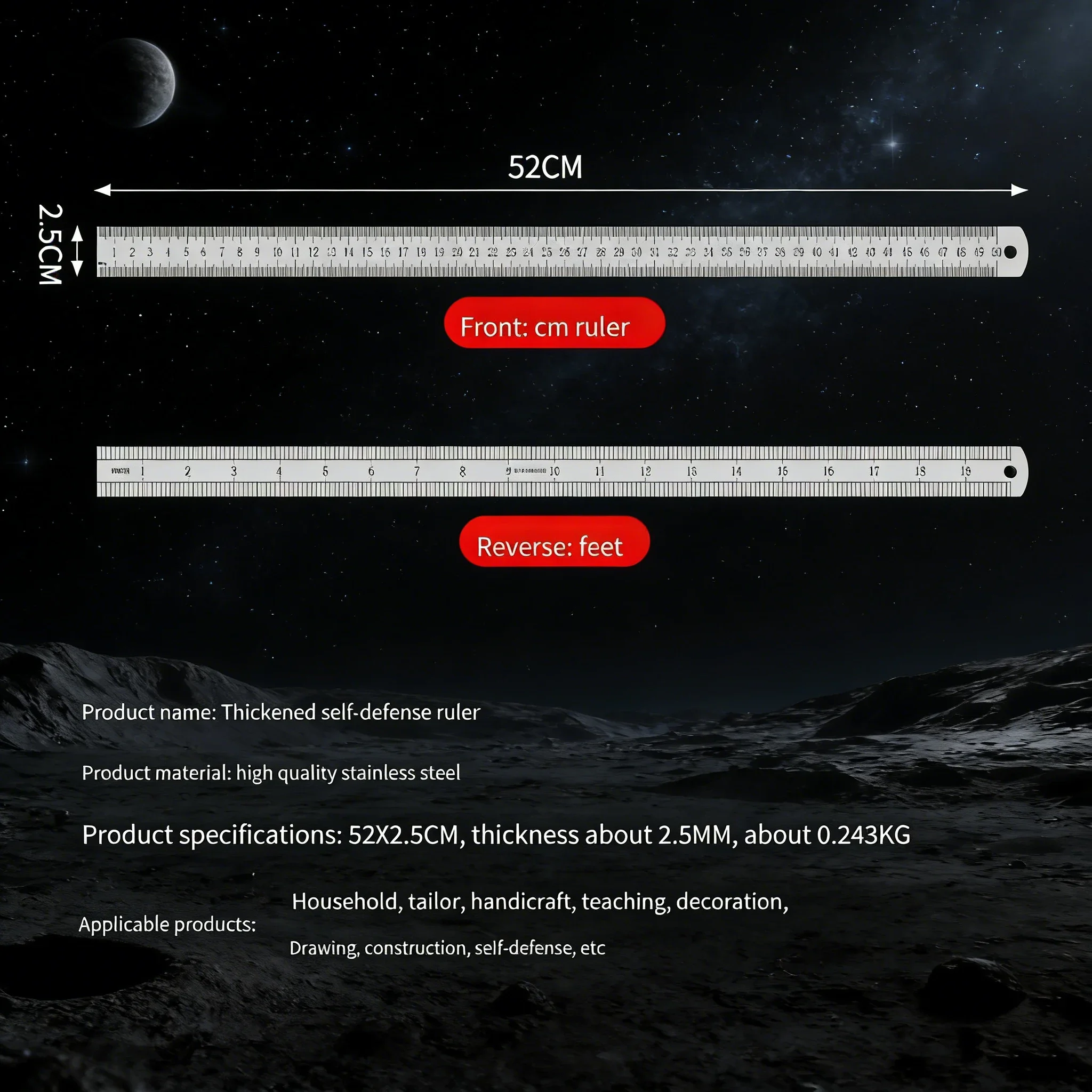 2.5mm 두께의 스테인리스 스틸 자 |   고경도 자동차 안전 도구 및 교사용 측정자 |   정밀 가공 기구