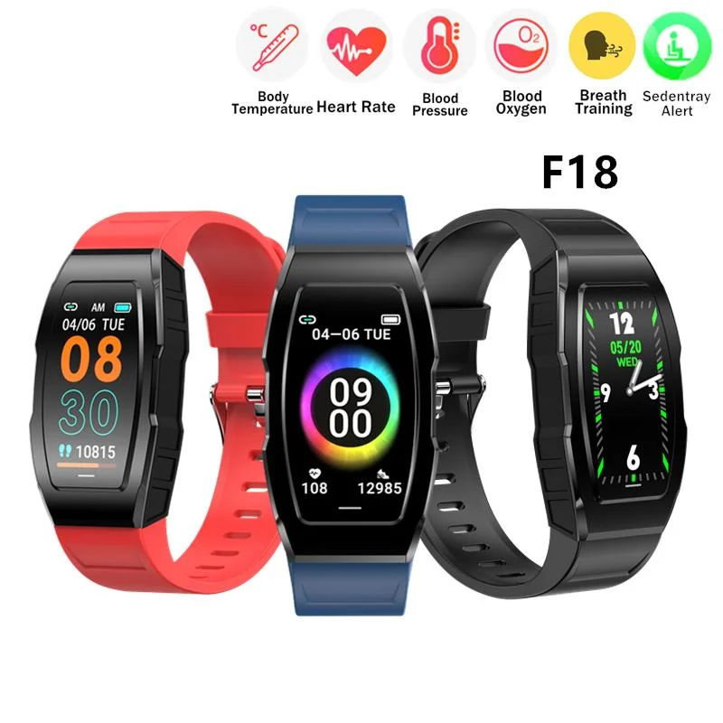 

Smart Sports Bracelet Body Temperature Heart Rate Blood Pressure SPO2 Monitoring Fitness Tracker Watches For Men Women Child F18