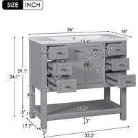 36'' Bathroom Vanity with Single Sink Combo Modern Bathroom Sink Cabinet with 2 Soft Closing Doors Solid Wood Frame Vanities 2