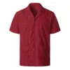Pure-Color Mens' Shirts Multiple Pockets Lapel Short Sleeves Cardigan Summer Thin Tops Male Blouse Single Breasted Shirt For Man 4