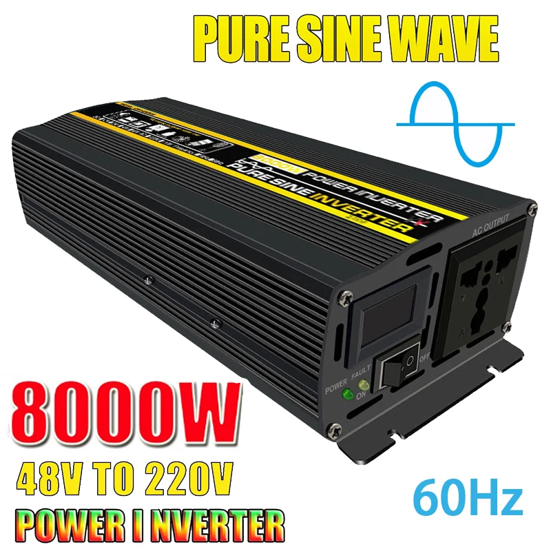 

Pure Sine Wave Inverter DC 48V To AC 220V 3000W 6000W 8000W 60Hz Portable Power Bank Converter Home Car Outdoor Solar Inverter