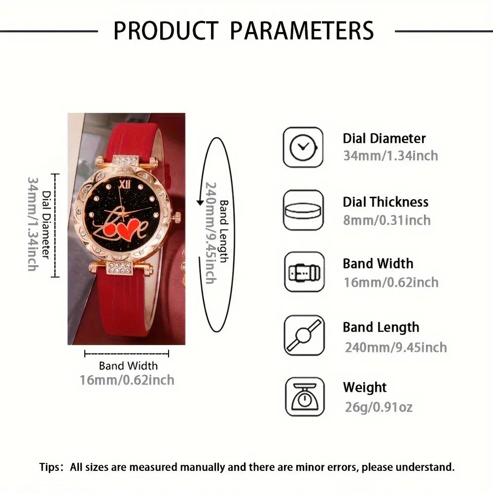 5pcs/set Women's Watch I Love Mama Quartz Watch Shiny Rhinestone Analog Wrist Watch & Jewelry Set, Mother's Day Gift For Mom