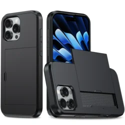 Sleek Business Armor Wallet Case with Card Slot Cover - iPhone 14 Plus (Black)